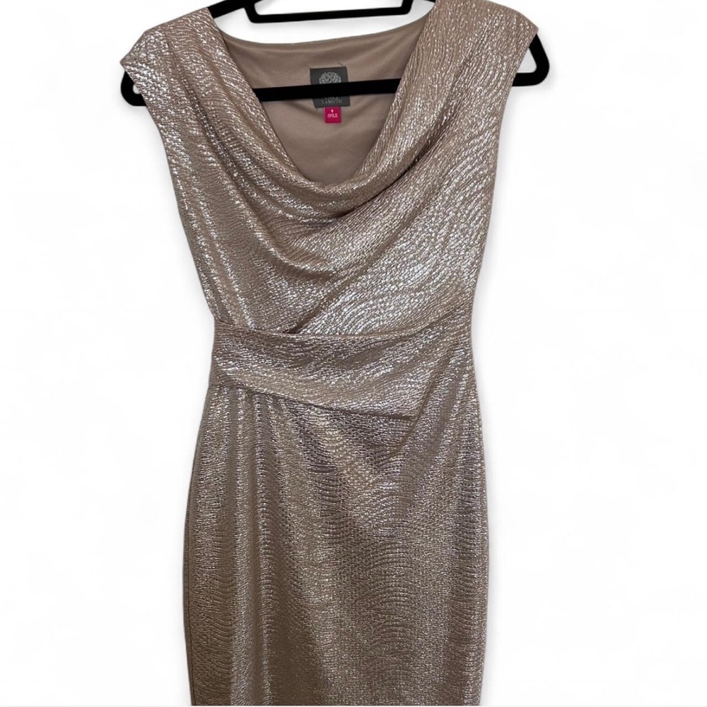 Vince Camuto Gold Ruched Sheath Cocktail Dress
